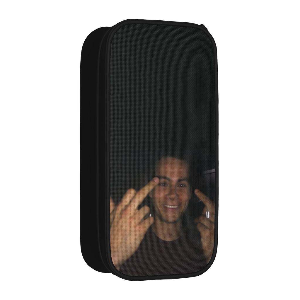 Large Capacity Pencil Pouch Dylan Obrien Actor Office Supplies Double Layer Pencil Case Stationery Women Makeup Bag Amazing Gift