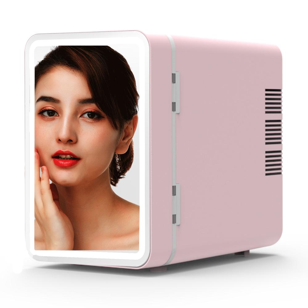 

Холодильник Mirror Glow Beauty объемом 4 л со светодиодным сенсорным экраном и тремя режимами охлаждения, бесшумный, 30 дБ, охладитель/подогреватель для средств по уходу за кожей и напитков розовый