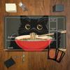 Cartoon Cute Black Cat Eating Noodles Mouse Pad Playmat 24x14 Mtg Tcg Office Desk Mat For Work Game Pc Laptop Carpet Mousepad