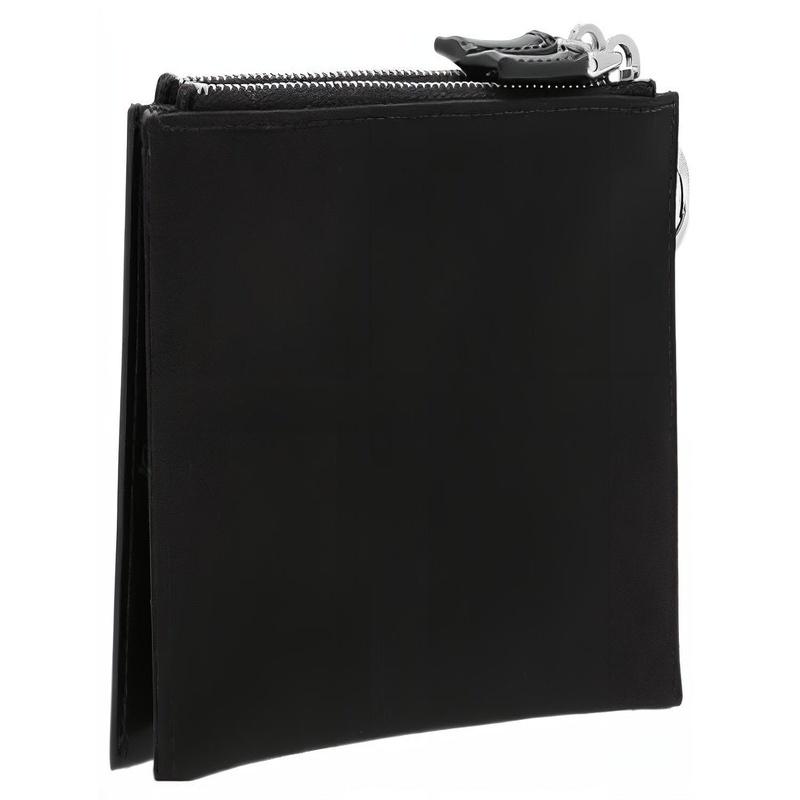 Prada Triangle Logo Smooth Cowhide Clutch Men's Black