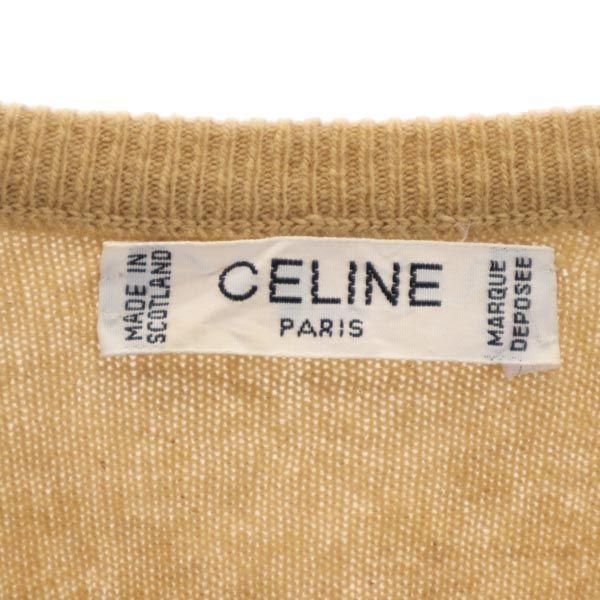 CELINE Made in Scotland 100% cashmere Long sleeve knit cardigan beige Women Used