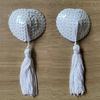Heart-Shaped Sequined Nipple Covers with Tassels - Silicone Pasties Lingerie Accessories