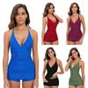 Solid Color Split Swimsuit Women's Sexy Backless Swimsuit High Waist Boxer Gini
