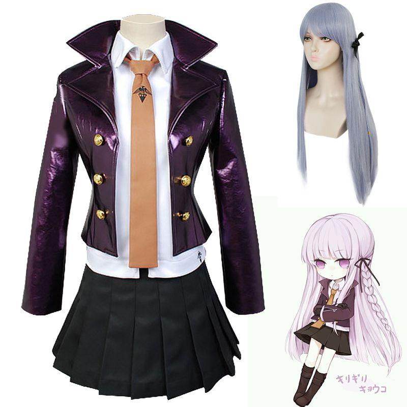 Danganronpa Kyoko Danganronpa Kirigiri Cosplay Costume Dress Set Gloves With