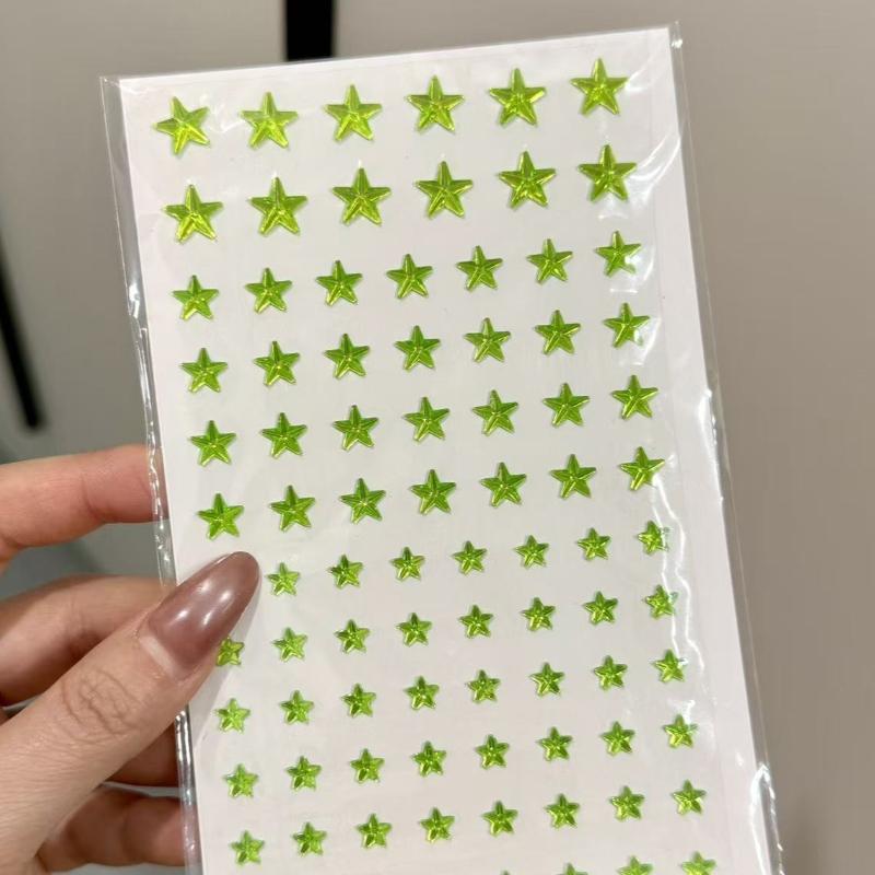 Colorful 3D Face Rhinestone Stickers Silver Star Shape Decal for Cheer Makeup Decorative Scrapbook Face decoration stickers