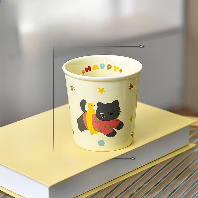 

Котенок и Щенок Имитация Бумажного Стаканчика Керамическая Чашка Без Крышки для Домашнего Развлечения Чашка Без Ручки Офисная Кофейная Чашка 350ml