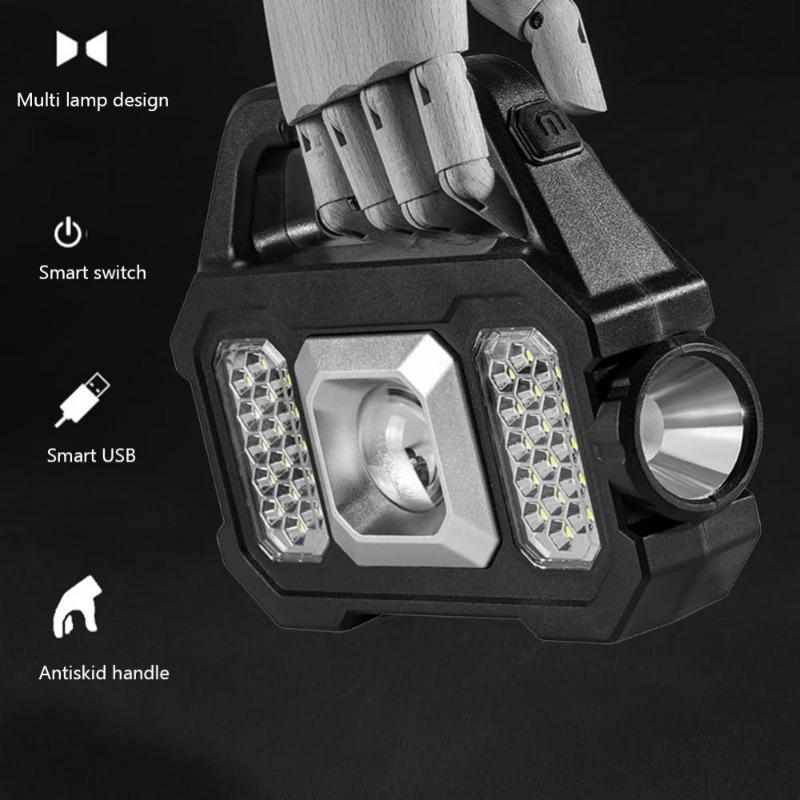 30W NEW USB Rechargeable Super Bright Solar LED Camping Flashlight With COB Work Lights Handheld Solar Powered Lanterns Searchlight