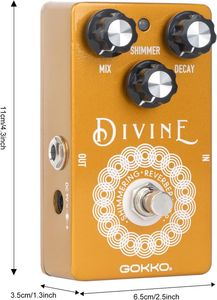 GOKKO Divine Shimmering Reverb Pedal Ambient Modulation Reverb Effect Pedal with Shimmer Aluminum Alloy 9V DC Power Supply GK-46 - Guitarist's