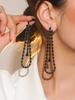 Stylish black electrophoresis long fringed earrings