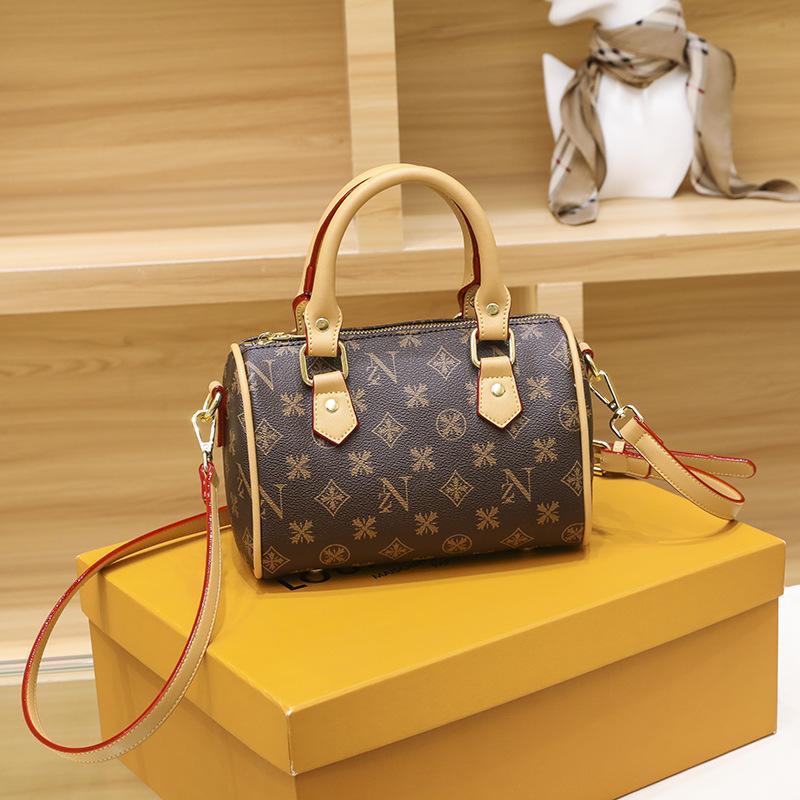 Dámská kabelka Nový korejský styl Všestranná taška přes rameno crossbody Retro potištěná polštářová taška Boston