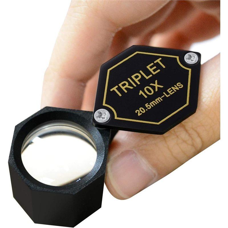 A25F-Jewelry Loupe 10X Magnifier 20.5Mm Triplet Lens Optical Glass Pocket Tool For Gems For Jeweler, Stamp Philatelist