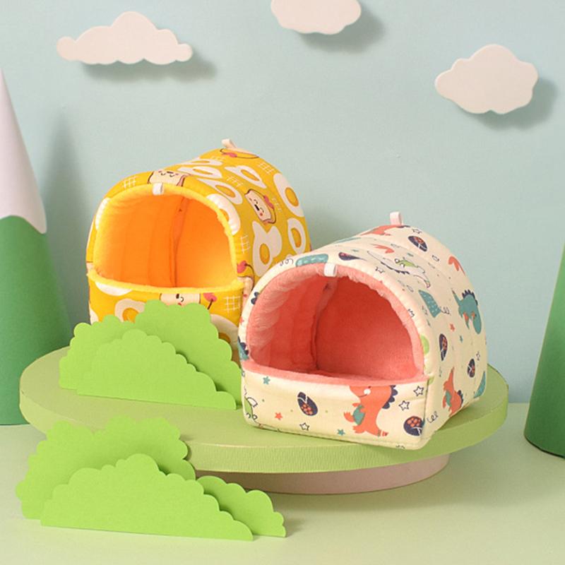 Søt fløyelsbur myke hamsterhus smådyrsovepose Trykt hamstersengrede