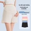 High-Waist Ice Silk Maternity Safety Shorts - Lightweight, Anti-Exposure, Loose Fit, Plus Size Summer Wear