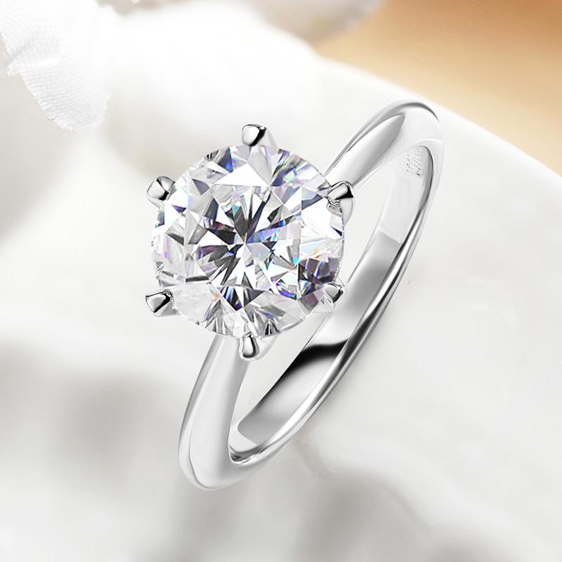 Smyoue 0.5-5CT Certified Moissanite Solitaire Ring for Women D Vvs1 Sparkling Wedding 925  Silver Lab Diamond Band GRA