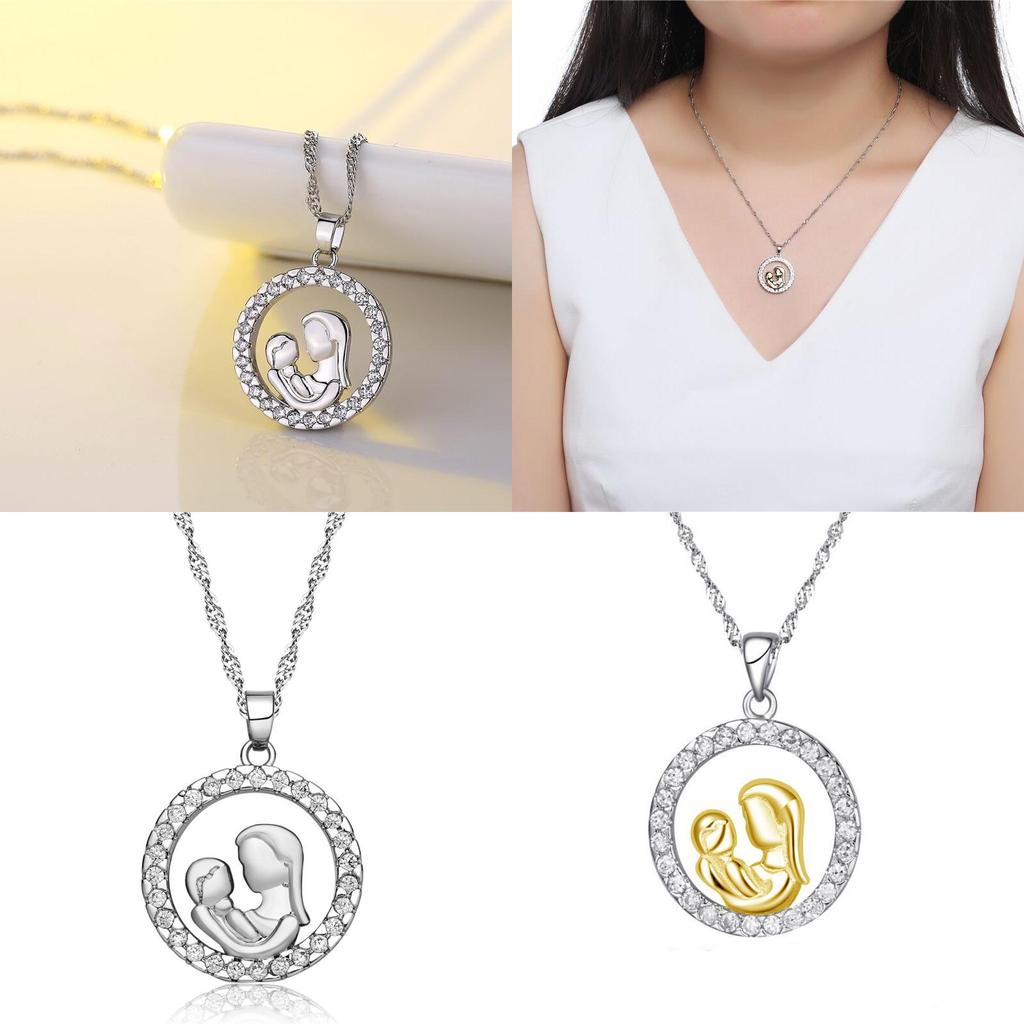 Exquisite Fashionable Copper Zirconia Round Pendant Necklace For Stylish Mothers On Special Occasions