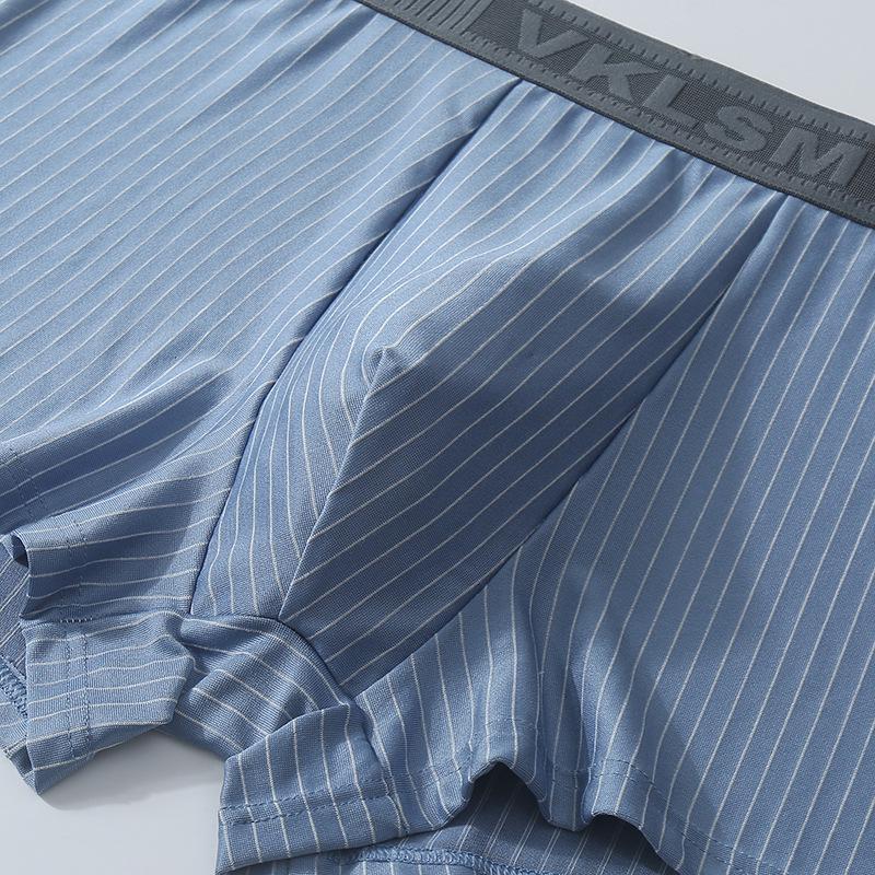 Men's Striped Mid-Waist Boxer Briefs - Comfortable & Breathable Four-Corner Youth Shorts