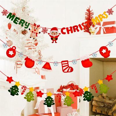 Xmas Ornaments New Year Gifts Felt Party Supplies Christmas Decoration Christmas Pull Flag Hanging Banner