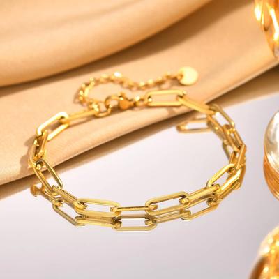 5mm Rectangle Chain Bracelets for Men Women, Stainless Steel Unisex Paperclip Links Wristband,Classic Trendy Jewelry