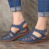 Woman Solid Color Vintage Wedge Sandals Ladies Platform Hollow Out Buckle Shoes Footwear