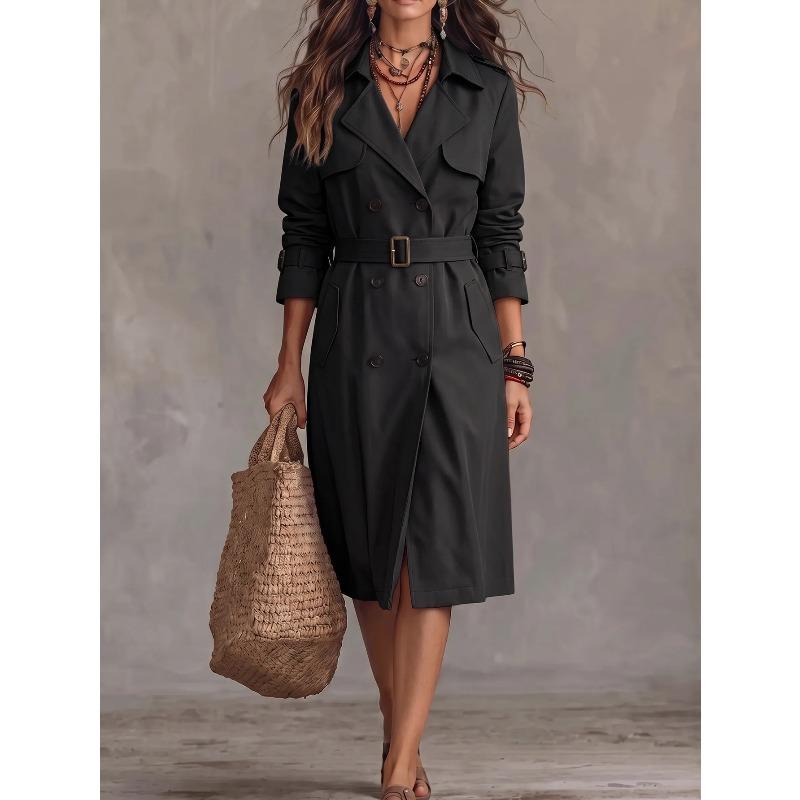 TIFICY Women's Fashion Casual Solid Color Print Fall Winter Long Sleeve POLO Neck Jackets & Coats
