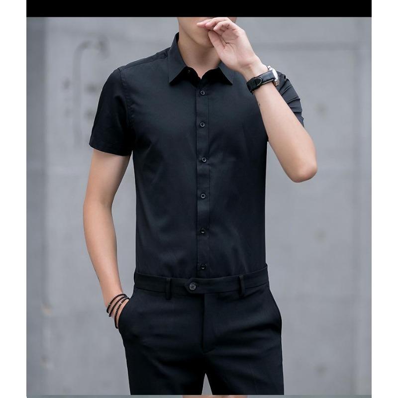 Men's Slim Fit White Long Sleeve Anti-Wrinkle Business Shirt