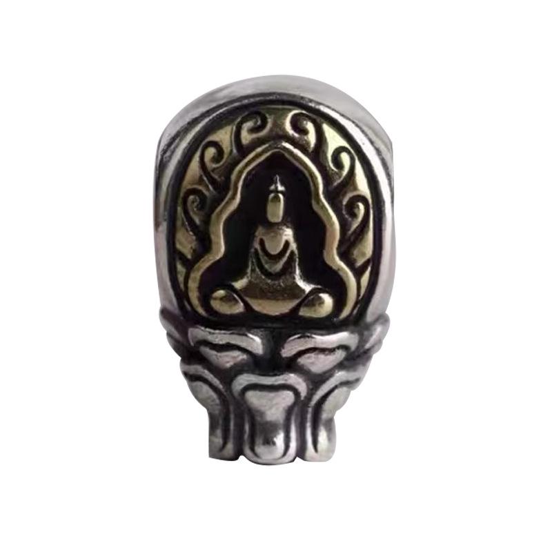 Handmade Tibetan-Style Bracelet with Dainichi Tathagata Buddha Head Beads