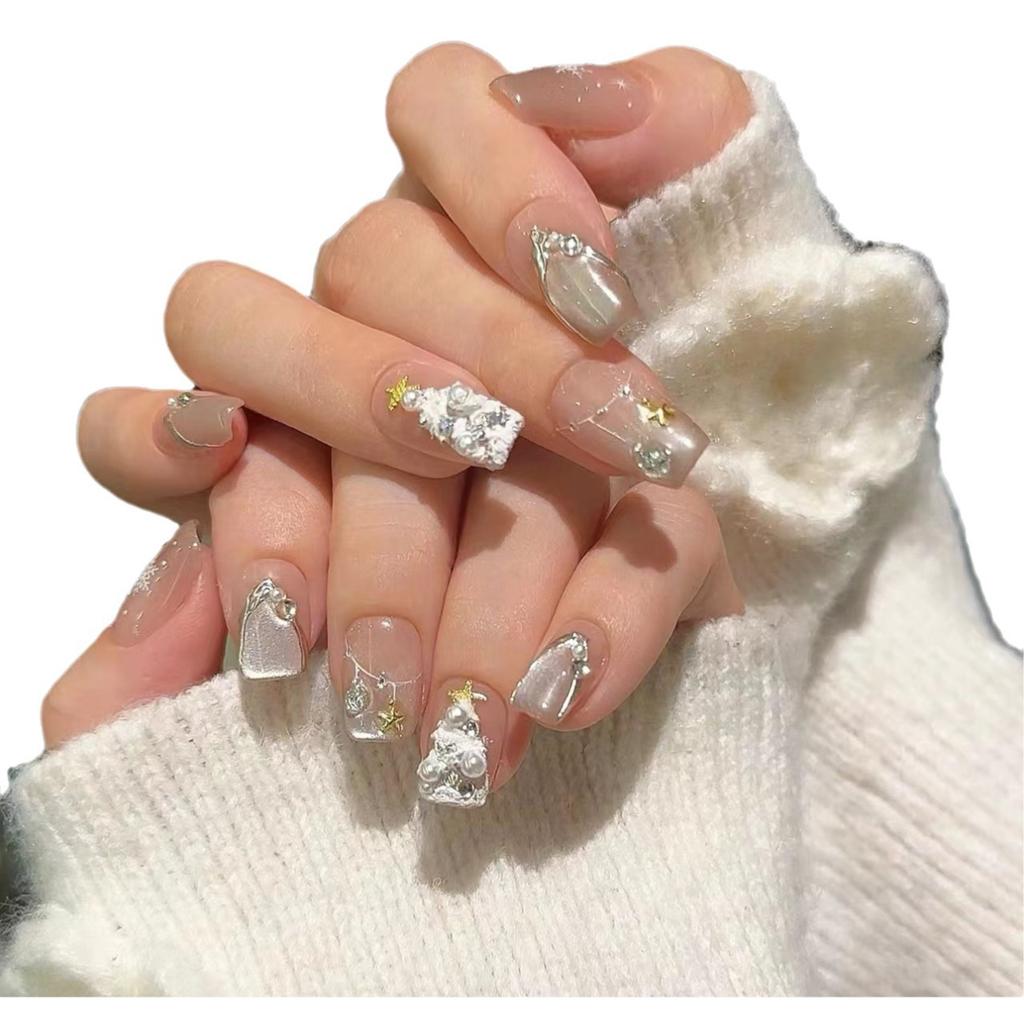 Pure Handmade Phototherapy Wearable Armor Christmas Cat Eye Finished Product Reusable Nail Art Patch Removable Cat