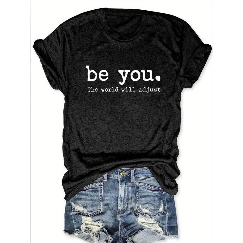 

European sizes Letter Print Short Sleeve T-Shirt 4XL чорний