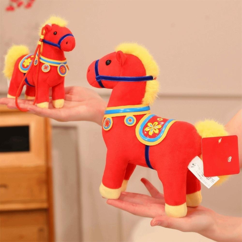 Mascot Dolls Cartoon Horse Doll Soft Zodiac Pony Figurine Horse Plush Toys Festive Decoration