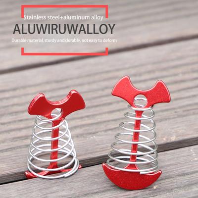 5Pcs Fishbone Tent Pegs D-Buckle Design Quick Release Windproof Compact Size with Spring Fishbone Tent Stakes