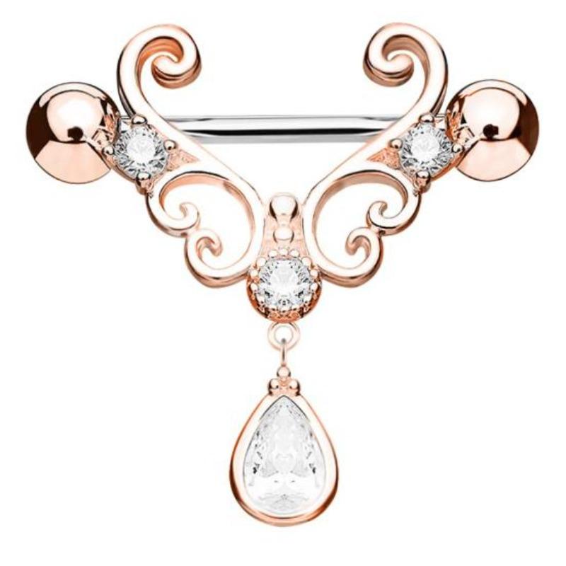 Sexy Nipple Ring Rhinestone Dangle Chain Body Piercing Barbell Jewelry
