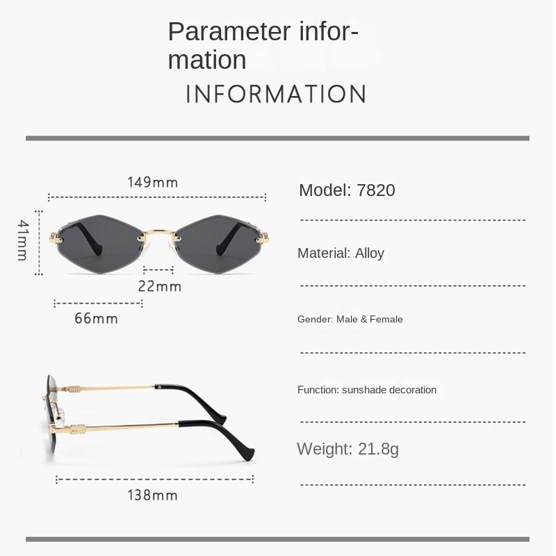Rimless Irregular Diamond Shape Metal Sunglasses Women Men Retro Fashion Luxury Brand Sun Glasses Beach Lady Man Glasses UV400
