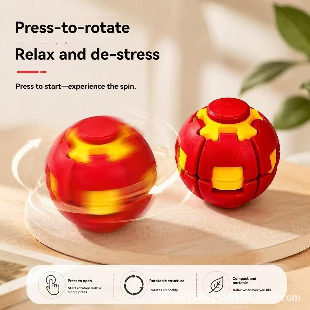 New Creative Stress Relief Finger Toy - Press to Transform and Spin Fidget Gyro - Anxiety Relief Sensory Novelty Gift