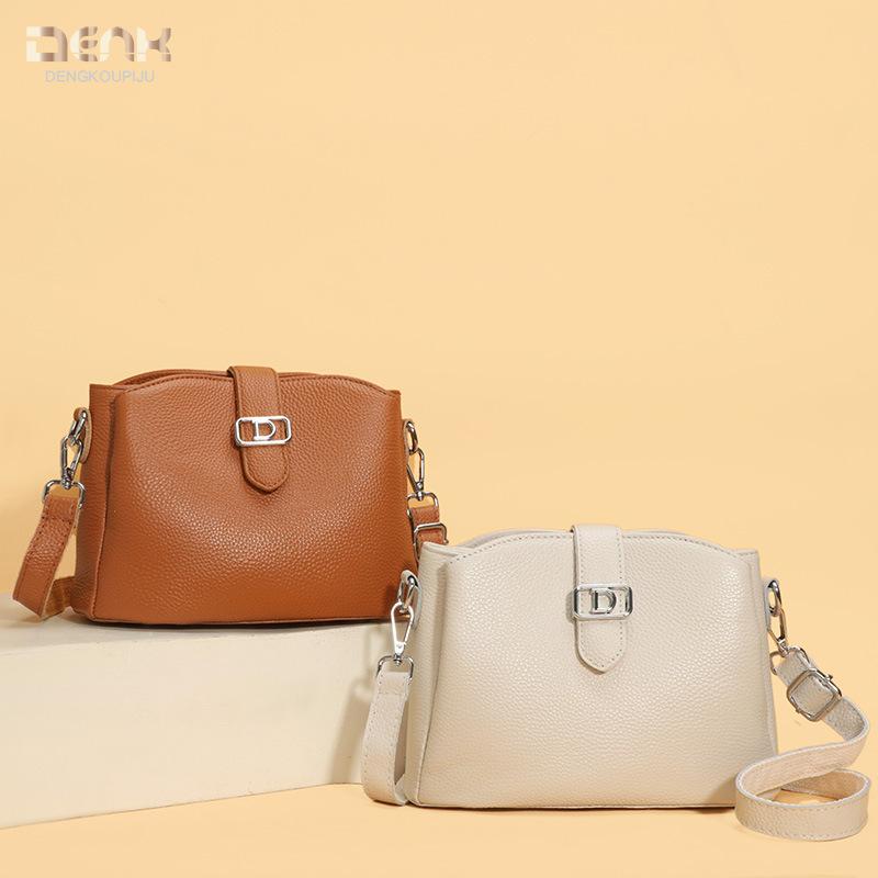 Dámská taška z pravé kůže Módní ležérní velkokapacitní kbelíková taška Hovězí kůže Taška přes rameno crossbody