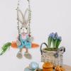 13.8Inch Easter Rabbit Decoration Swing Bunny Figure Straw Craft Ornament For Home Holiday Cute Bunny Easter Decoration