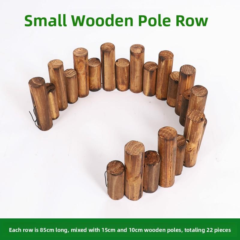 Carbonized Wood Poles round Wood Fence Real Wood Outdoor Courard Anti-corrosion Wood Fence Small H Balcony Garden Bed D...