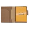 Rhodia No. 11 Horizontal Cover with Pen Holder, Genuine Leather (Made In Japan) with One RHODIA Notepad (Greige Ash)