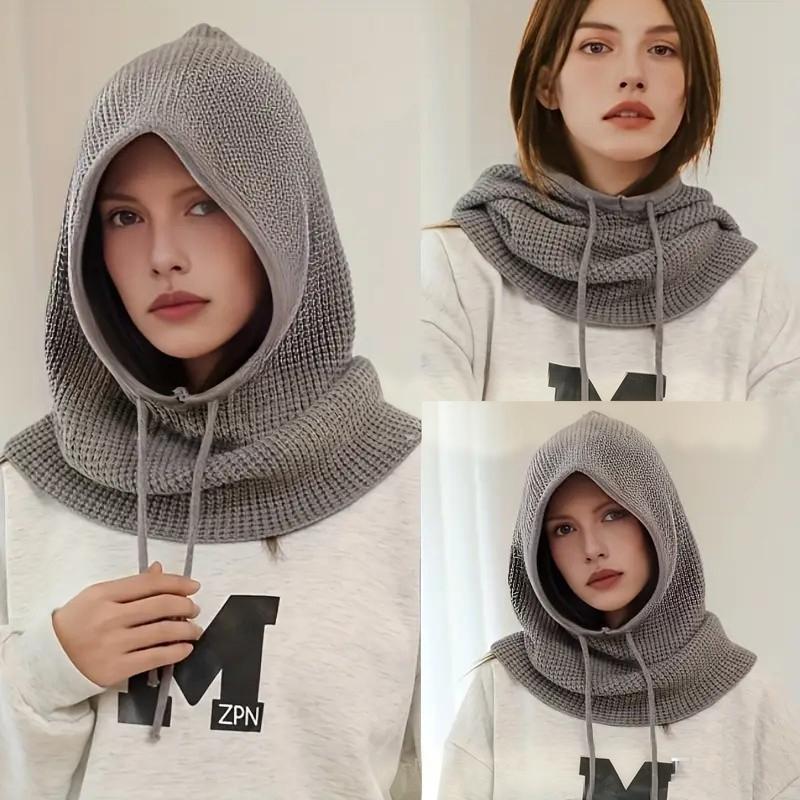 Dzianinowy szalik z kapturem dla kobiet Jesień i Zima Gruby i Ciepły Z nausznikami