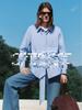 Ladies' Spring/Autumn Wheat Stripe Long Sleeve Cotton Shirt with Fashion Ribbon