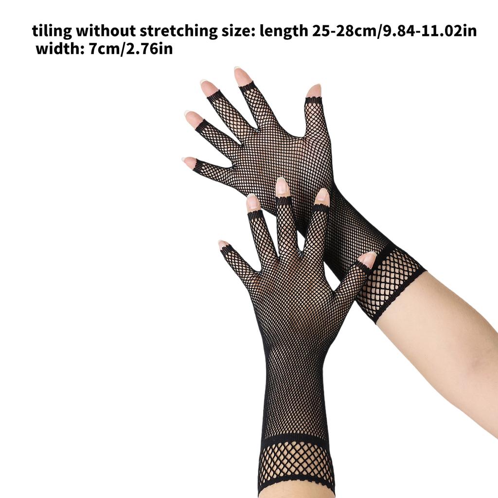 Fishnet Gloves Nightclub Dancing Gloves Christmas Party Supply Half Finger Stretchy Gloves for Concert Operas