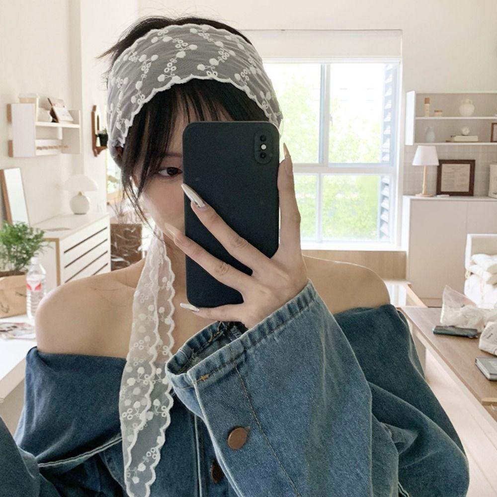 Soft Wrap Lace Hair Band Pastoral Style Ribbon Hair Strap Vintage Bow Headband  Photograh