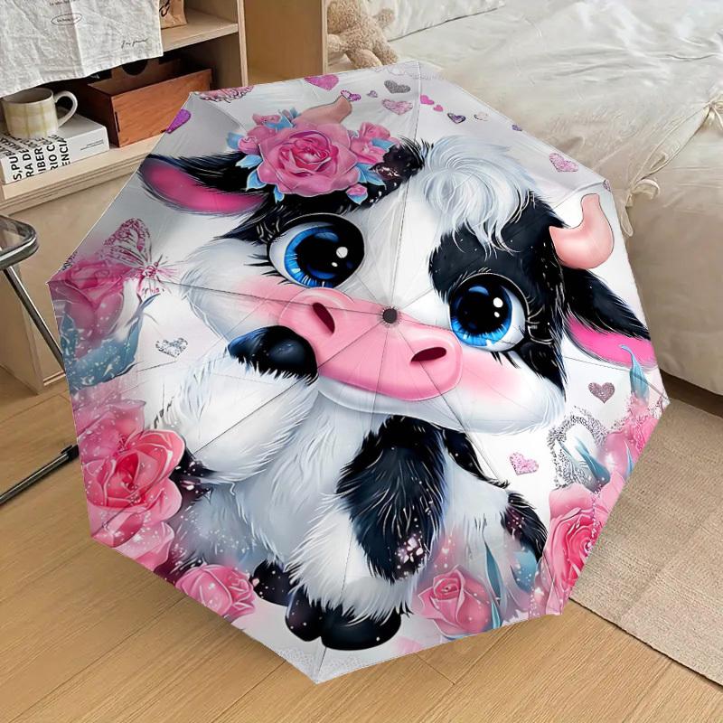 1PC Cow Umbrella-8-Rib Reinforced, Automatic Open, Lightweight & Durable, Fashion Accessory for Outdoor, H0407