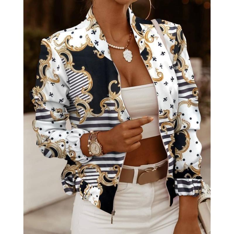 QICED Women's Vintage Casual Autumn Winter Long Sleeve POLO Neck Jackets & Coats