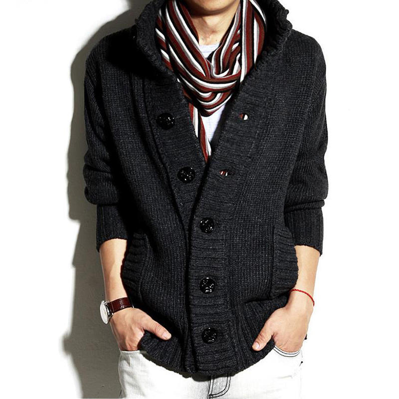 MAITA Men's Wool Cardigan Sweaters Stand Collar Sweaters