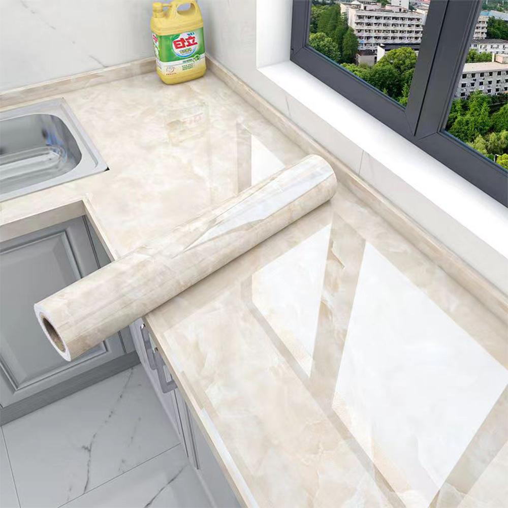 PVC Thickened Waterproof And Oil-proof Marble Wallpaper Self-adhesive Sticker Bathroom Cabinet Cooktop Desktop Decorative Film