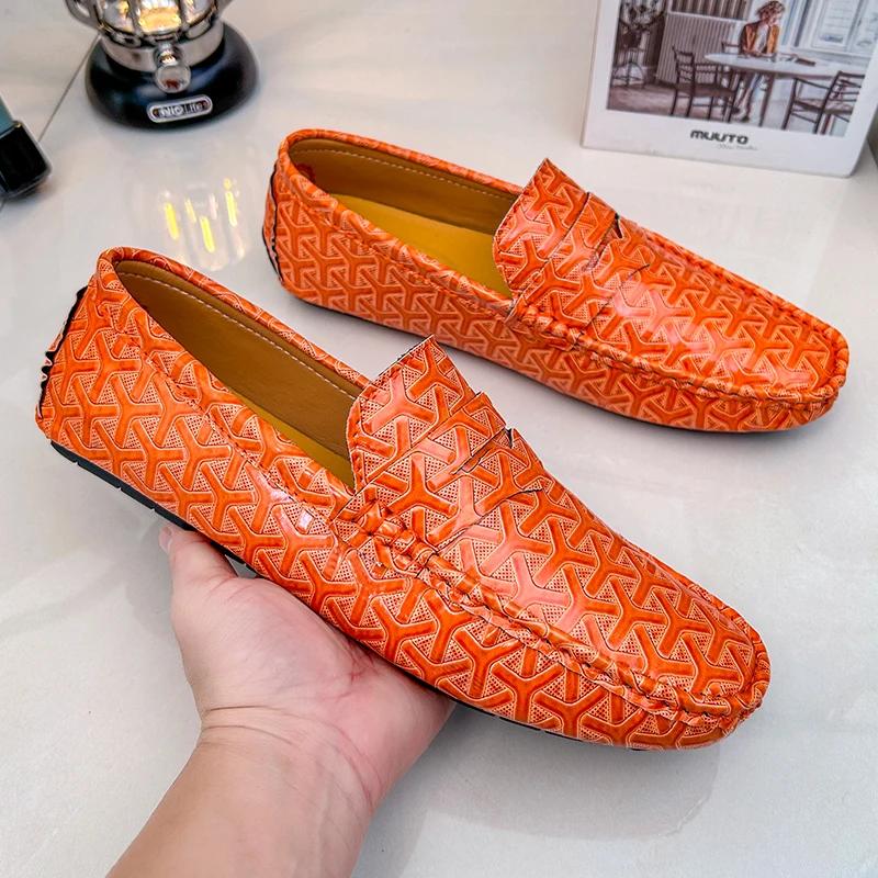 New Handmade Loafers for Men Casual Leather Shoes Mens Loafers Moccasins Breathable Slip on Big Size 48 Driving Shoes for Men