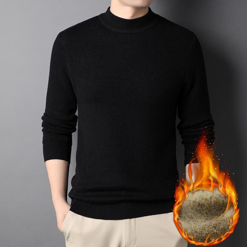 

Men’s Thick Fleece Lined Slim Fit Mock Neck Knit Sweater XXXXL чорний