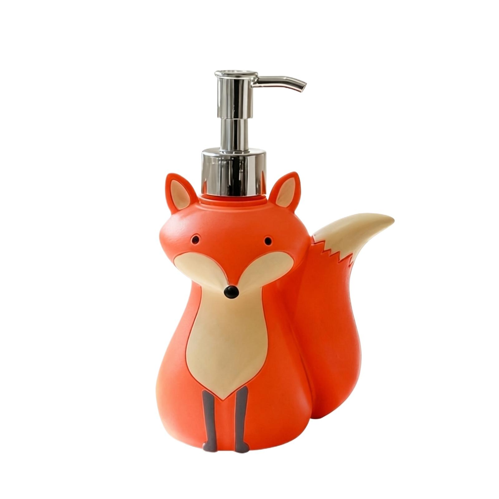 

Creative Fox Soap Dispenser Bottle Decorative Refillable Container for Bathroom Kitchen Countertop Use with Pump Top one size оранжевый