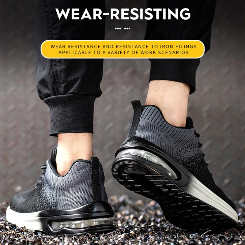 Indestructible Safety Shoes For Men Steel Toe Anti-puncture Men's Work Shoes Lightweight Slip Resistant Air Cushion Sneaker