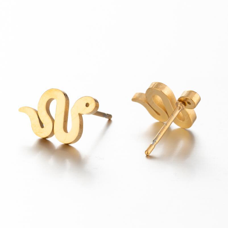 Stainless Steel Geometric Animal Earrings Set: Water Drop, Horseshoe, Heart, Cross, Fish, Snake Designs